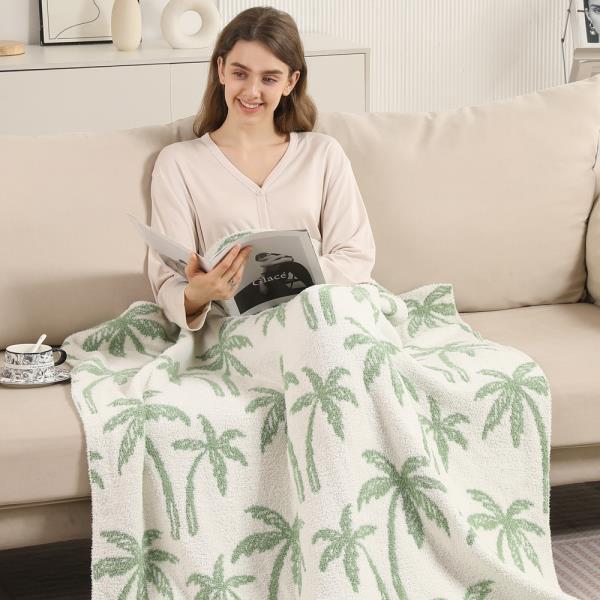 PALM TREES REVERSIBLE THROW BLANKET