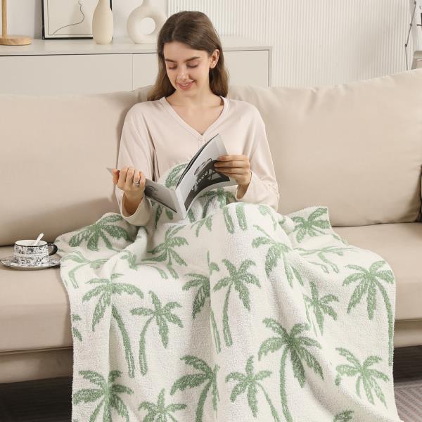 PALM TREES REVERSIBLE THROW BLANKET