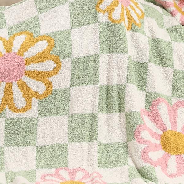FLORAL AND CHECKERED THROW BLANKET