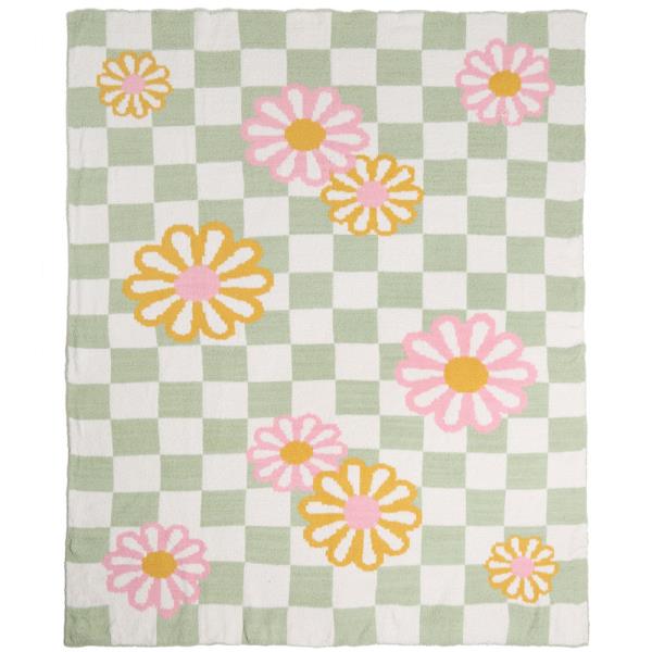 FLORAL AND CHECKERED THROW BLANKET