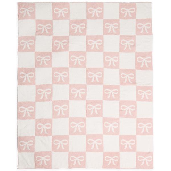 RIBBONS AND CHECKERED REVERSIBLE THROW BLANKET