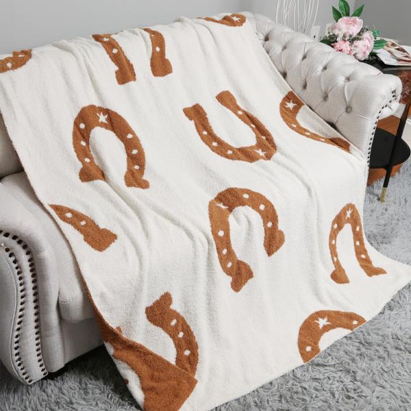 HORSESHOES REVERSIBLE THROW BLANKET