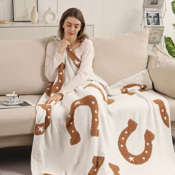 HORSESHOES REVERSIBLE THROW BLANKET