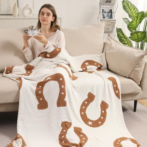 HORSESHOES REVERSIBLE THROW BLANKET