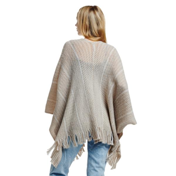 HERRINGBONE PATTERN FRINGE DUSTER WITH POCKETS
