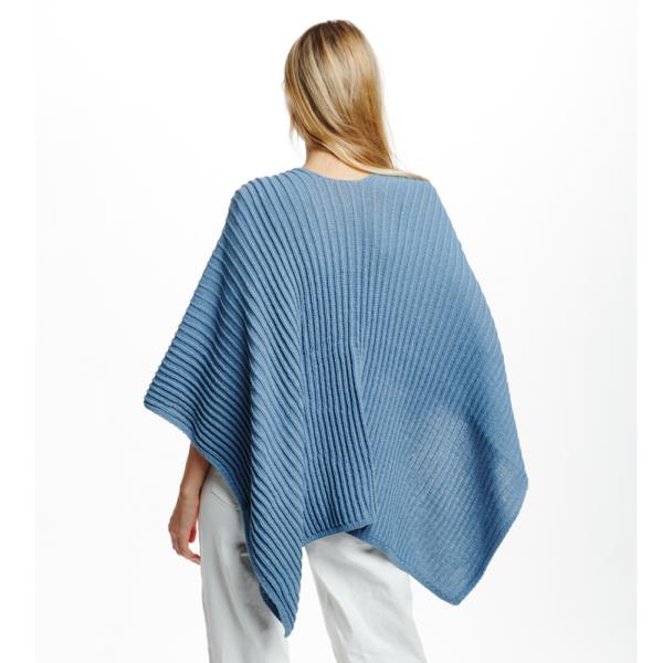 RIB KNITTED RUANA WITH OPEN HOLE