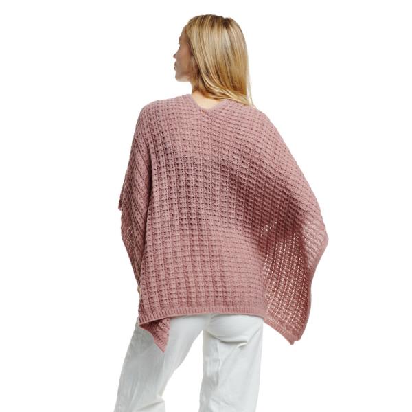 KNIT RUANA WITH FUR OPEN HOLE