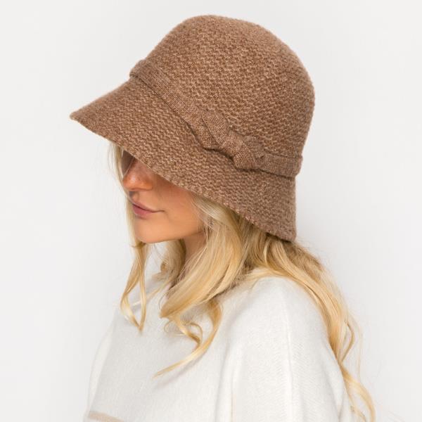 RIBBON BAND KNIT BUCKET HAT