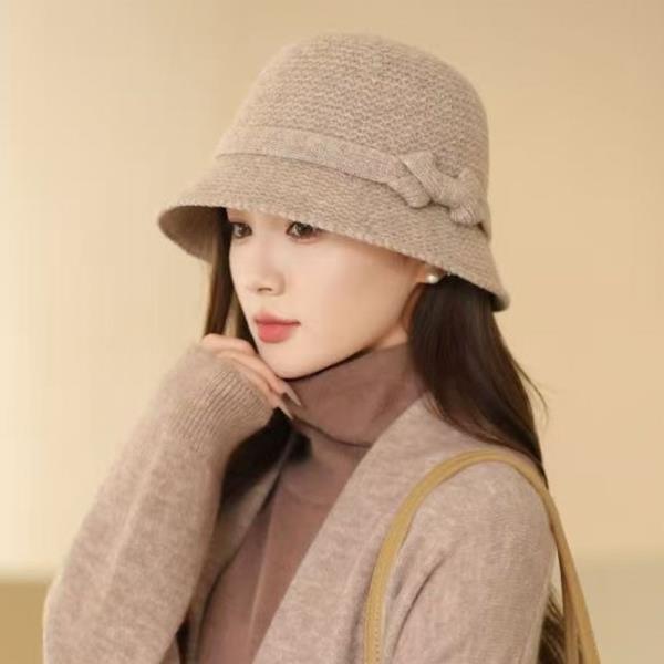 RIBBON BAND KNIT BUCKET HAT