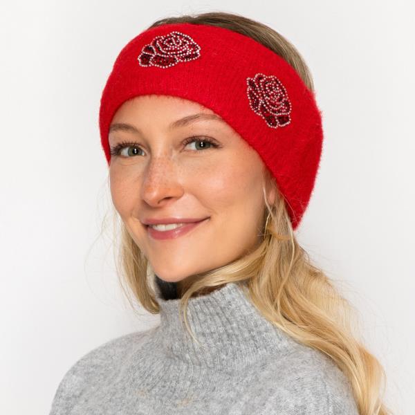 RHINESTONE ROSE HEADBAND HEADWRAPS