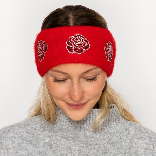 RHINESTONE ROSE HEADBAND HEADWRAPS