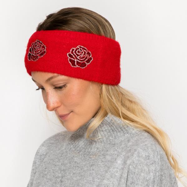 RHINESTONE ROSE HEADBAND HEADWRAPS
