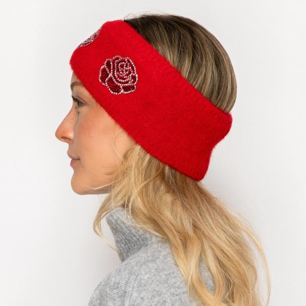 RHINESTONE ROSE HEADBAND HEADWRAPS