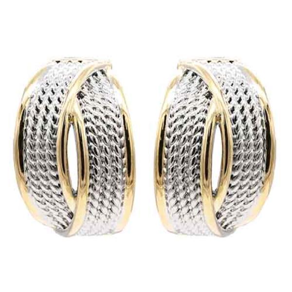 14K GOLD PLATED CZ TWO TONE EARRING