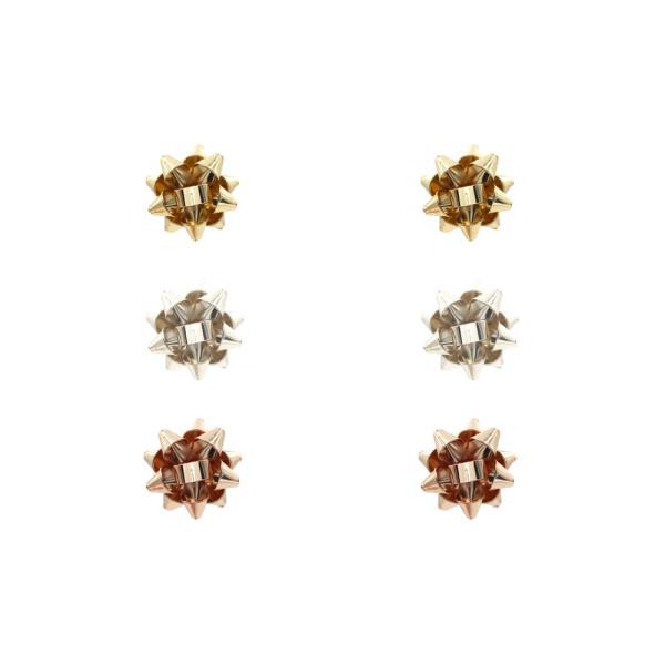 TEXTURED METAL BOW STUD EARRINGS MULTI 3 PAIR SET