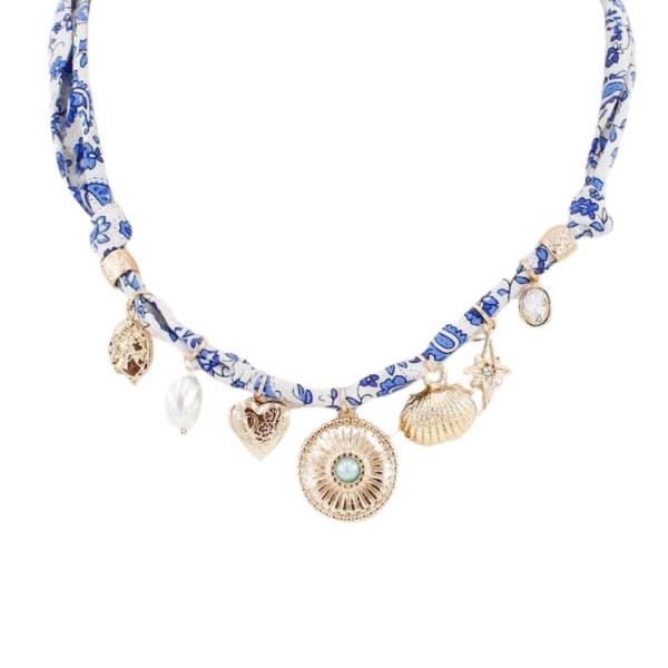 MULTI CHARM FABRIC NECKLACE