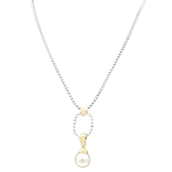 14K GOLD PLATED TWO TONE PEARL NECKLACE