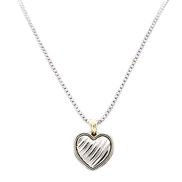 14K GOLD PLATED TWO TONE HEART NECKLACE