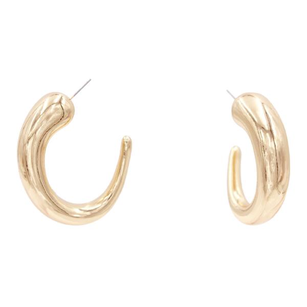METAL THICK HOOP DANGLE EARRINGS