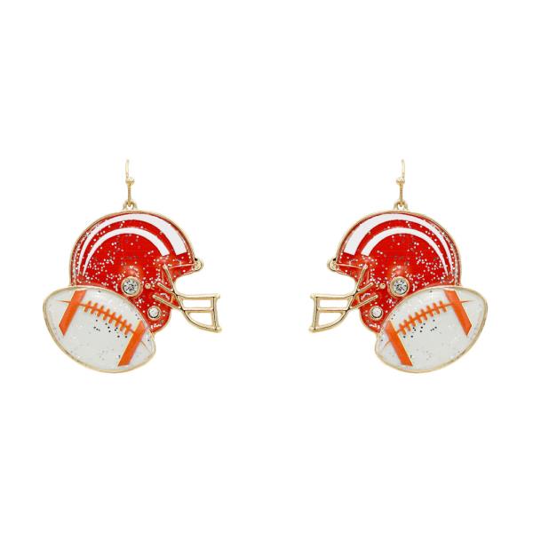 GAME DAY METAL FOOTBALL HELMET DANGLE EARRINGS