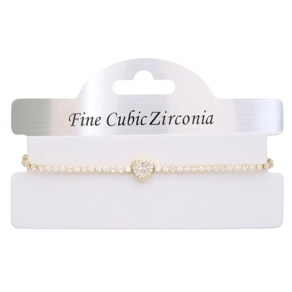 HEART CHARM PAVED CZ BRACELET