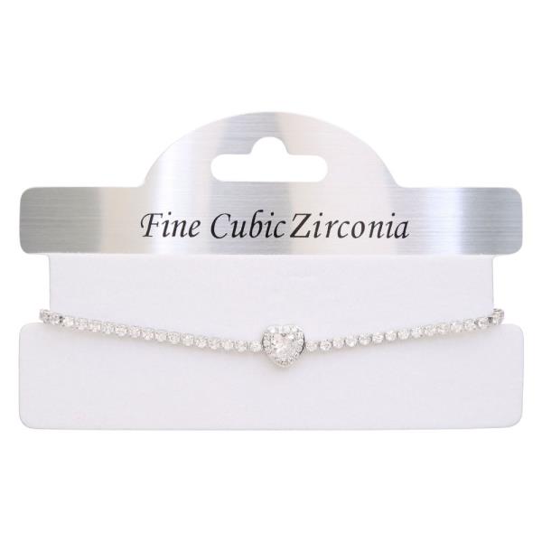 HEART CHARM PAVED CZ BRACELET