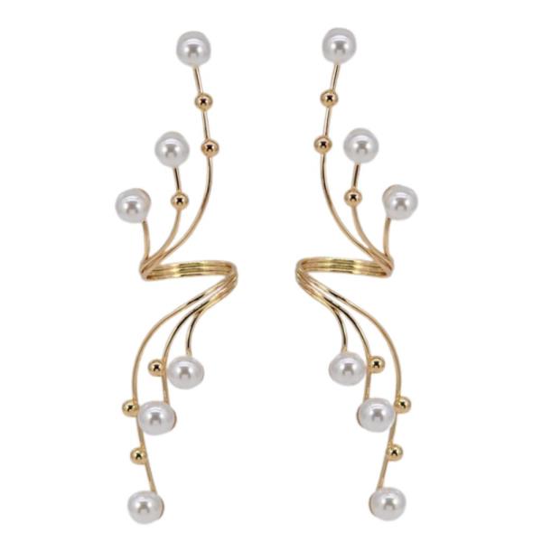 WIRE PEARL BEAD METAL EARRING