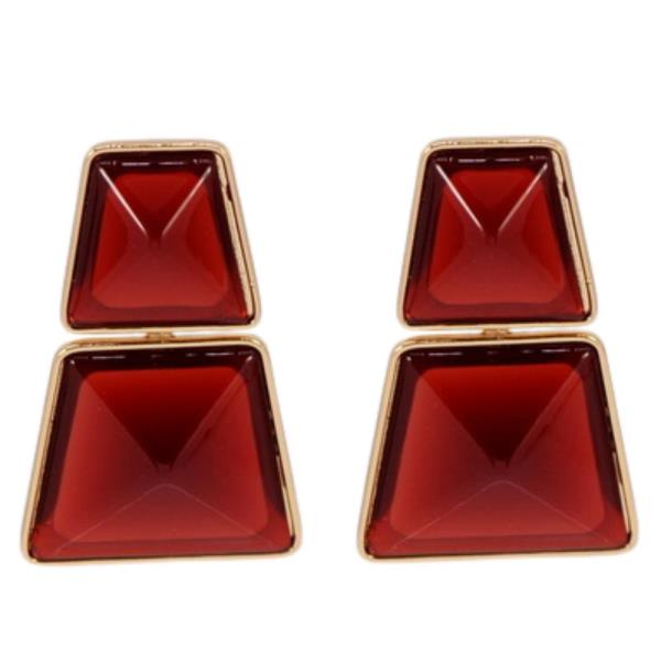 GEO SHAPE STONE LINK DANGLE EARRING