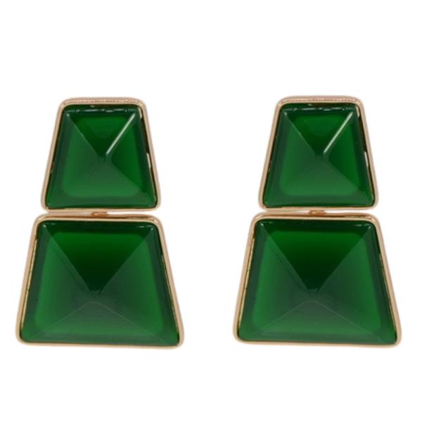 GEO SHAPE STONE LINK DANGLE EARRING