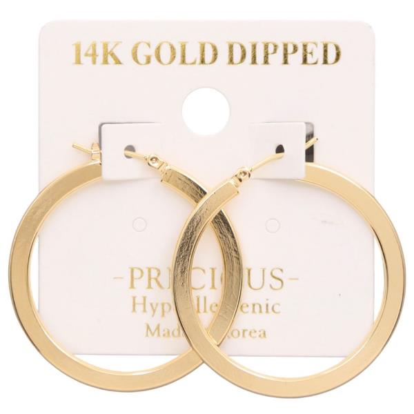 14K GOLD DIPPED FLAT HOOP METAL EARRING
