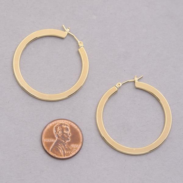 14K GOLD DIPPED FLAT HOOP METAL EARRING