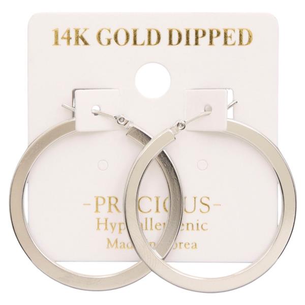 14K GOLD DIPPED FLAT HOOP METAL EARRING