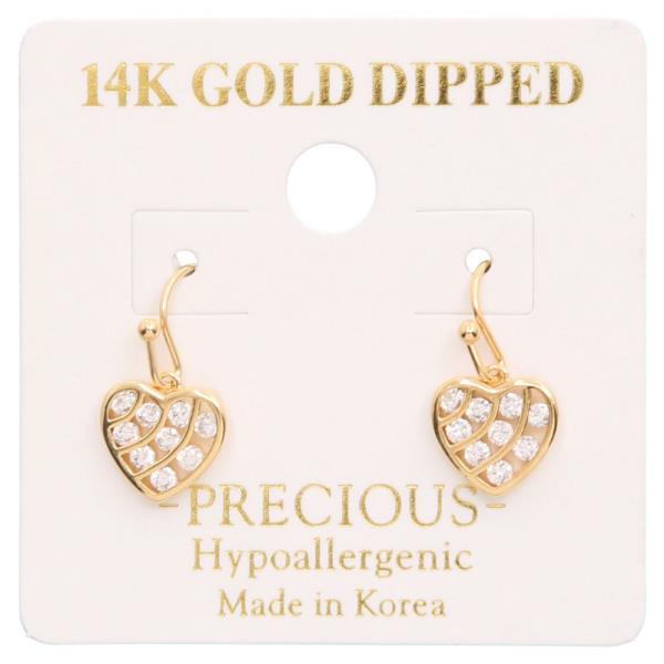 14K GOLD DIPPED HEART SHAPE DANGLE EARRING