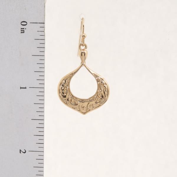 FILIGREE PATTERN WIDE TEARDROP DANGLE EARRING