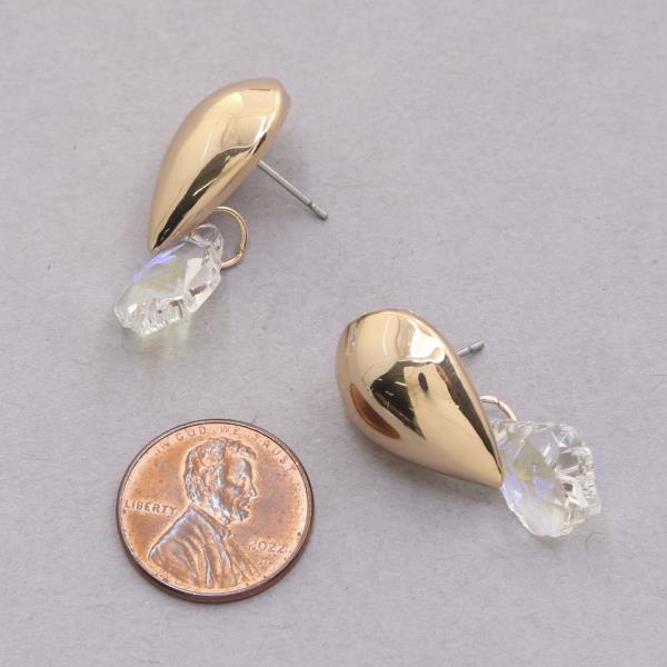 TEARDROP CLEAR BEAD LINK DANGLE EARRING