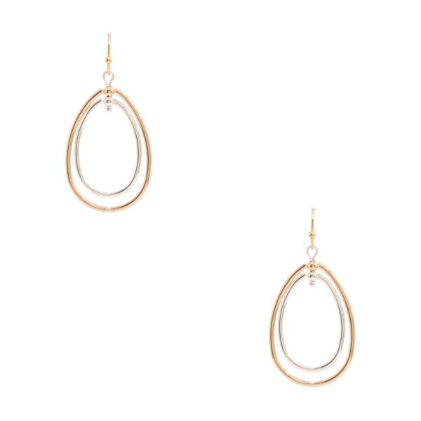 TWO TONE TEARDROP DANGLE EARRING