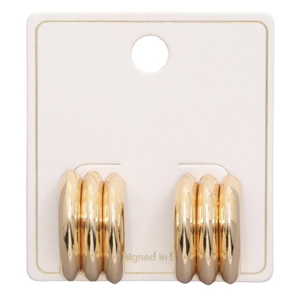 TRIPLE HALF HOOP METAL EARRING