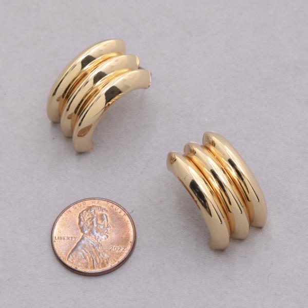 TRIPLE HALF HOOP METAL EARRING