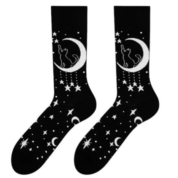 CAT MOON STAR GRAPHIC CREW SOCKS