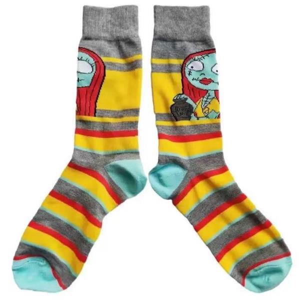 SALLY CHARACTER STRIPE PATTERN CREW SOCKS