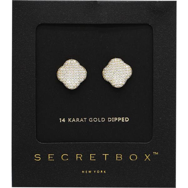 SECRET BOX 14K GOLD DIPPED CLOVER STUD EARRING