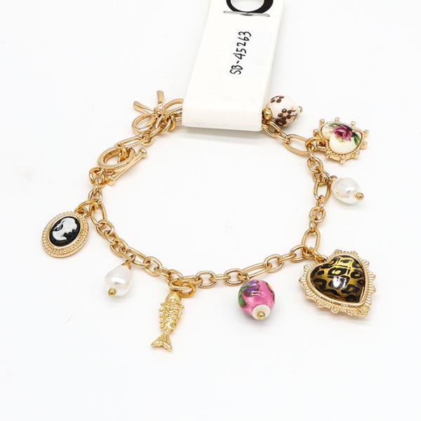 LEOPARD FISH CHARMED CHAIN  BRACELET