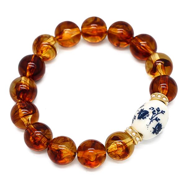 BROWN BEAD STRETCH  BRACELET