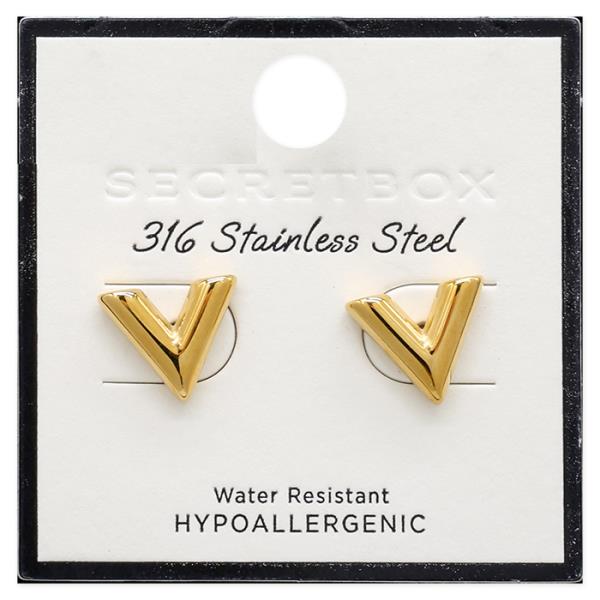 SECRET BOX STAINLESS STEEL V STUD EARRING
