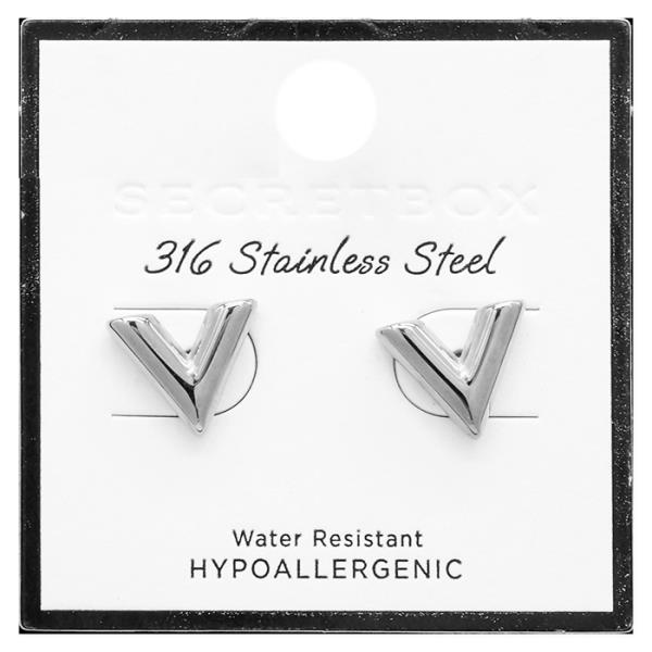 SECRET BOX STAINLESS STEEL V STUD EARRING