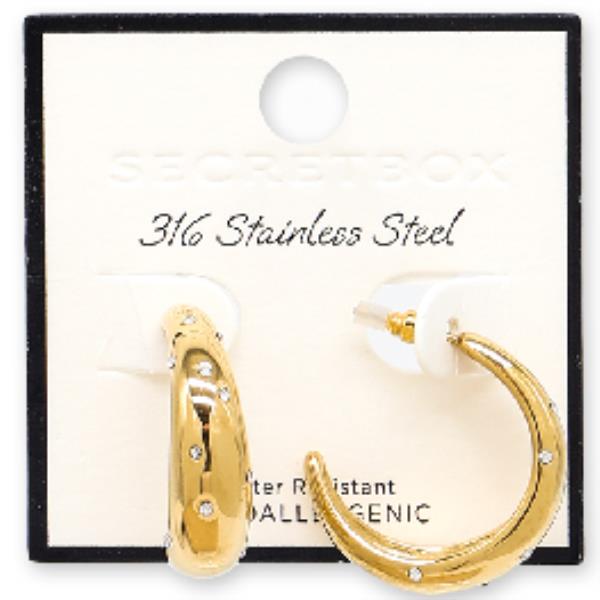 SECRET BOX  STAINLESS STEEL HOOP  EARRING