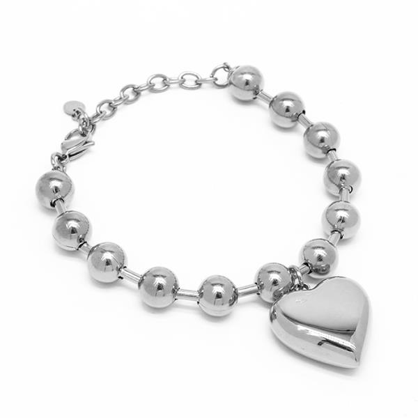BALL CHAIN HEART CHARM  BRACELET