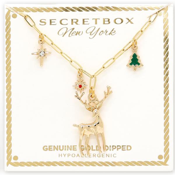 SECRET BOX GOLD DIPPED CHRISTMAS CHARMED  NECKLACE