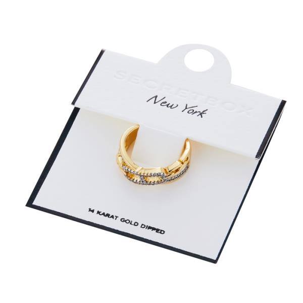 SECRET BOX 14K GOLD DIPPED PAVED LINKED RING