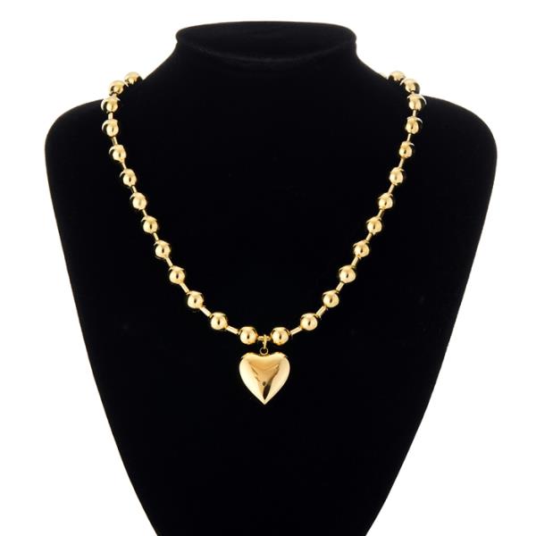 SECRET BOX STAINLESS STEEL HEART BALL CHAIN  NECKALCE